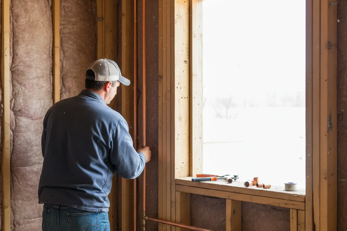 Licensed plumber running new copper supply lines in a Camp Grove home