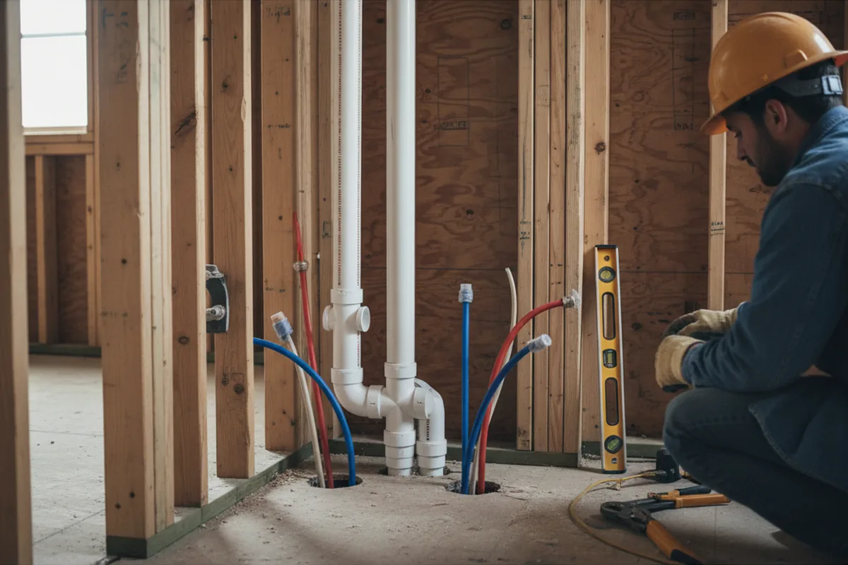 Drain and supply rough-in during Drain Cleaning in Camp Grove