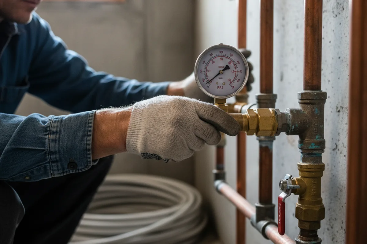 Pressure testing a repaired line during Water Line Repair in Camp Grove