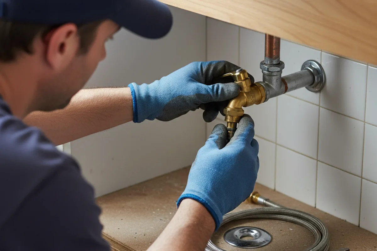 Shutoff valve and fitting work during Burst Pipe Repair in Camp Grove